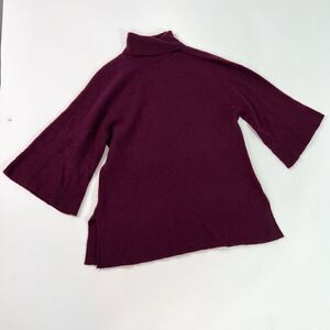 Cullen Cashmere Sweater Womens XS Burgundy Turtleneck Bell Sleeve Knit Ladies